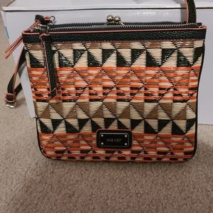 Nine West Multi Colored Three Pocket Clasp Crossbody